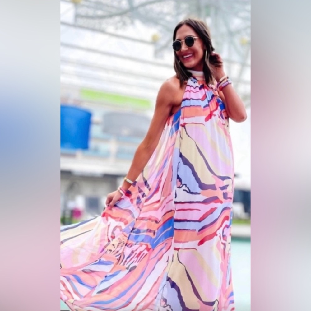 Entro Vibrant Striped Maxi Dress